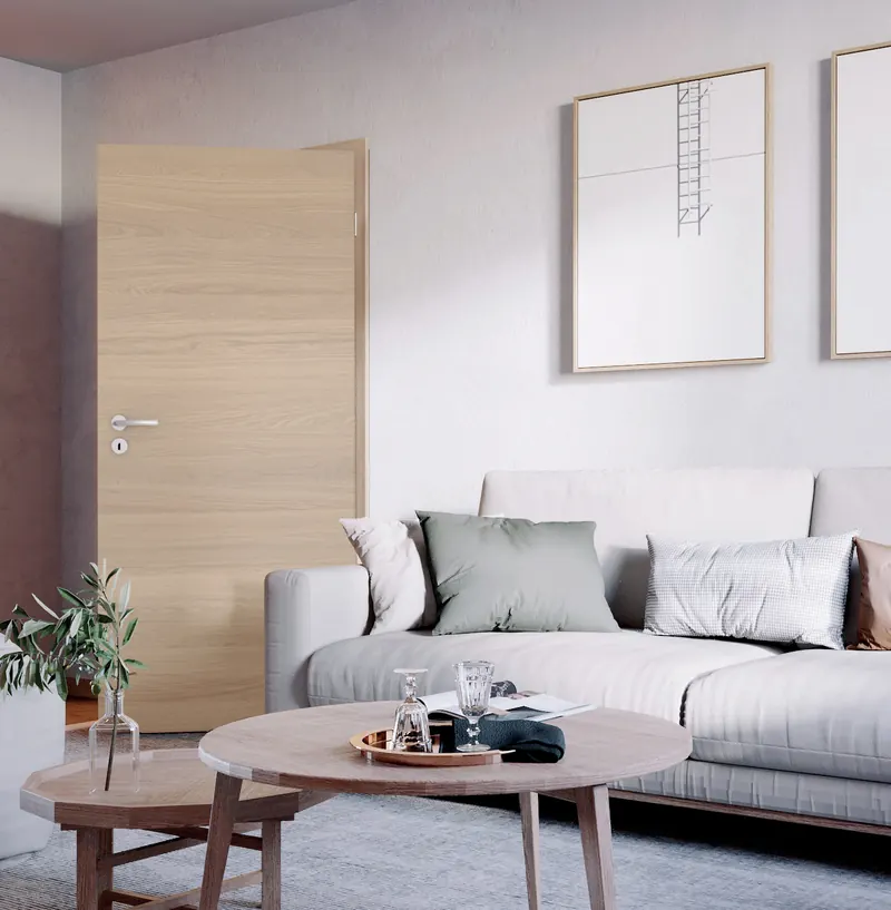 LOBO Innentür mit Eichenfurnier, eingebaut im Wohnzimmer